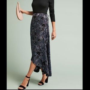 Anthropologie velvet wrap skirt XS